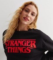 New Look Black Stranger Things Logo Sweatshirt